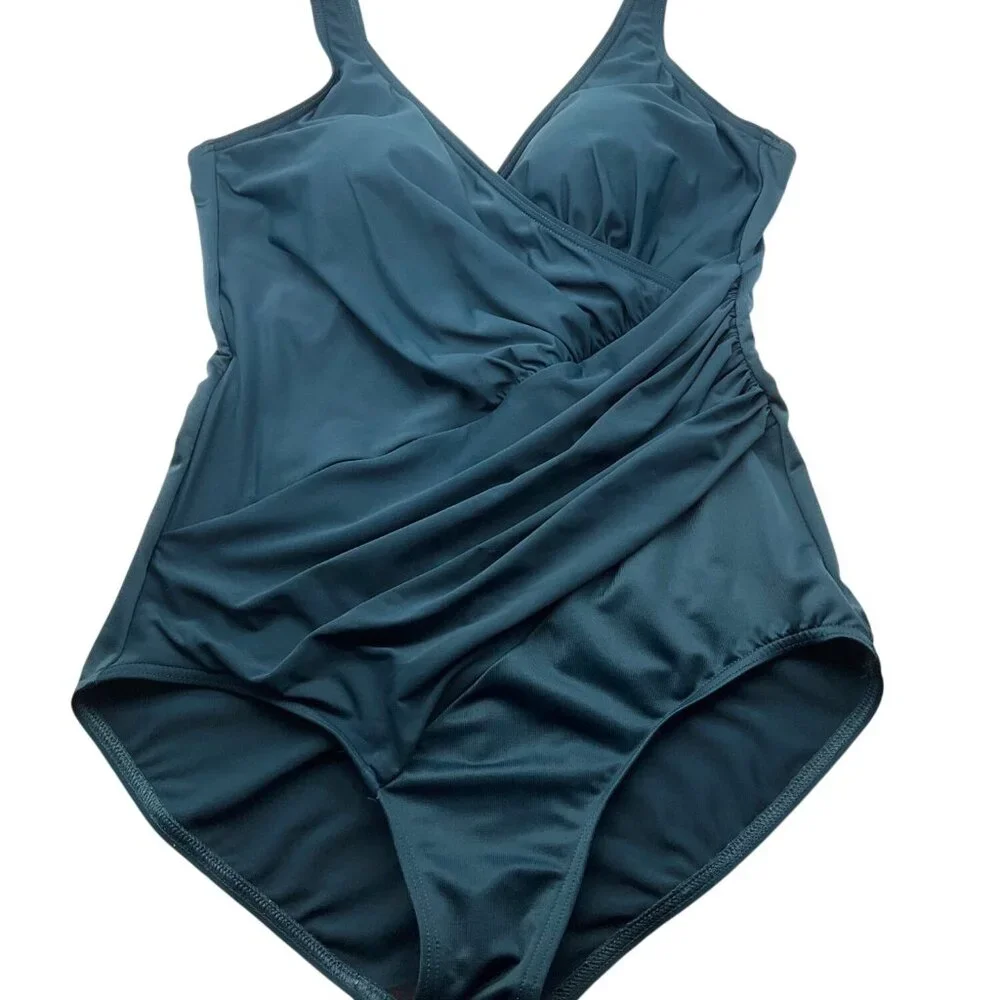 Miraclesuit Large Nova Green Must Have Oceanus One-Piece Swimsuit Draped - Picture 3 of 16